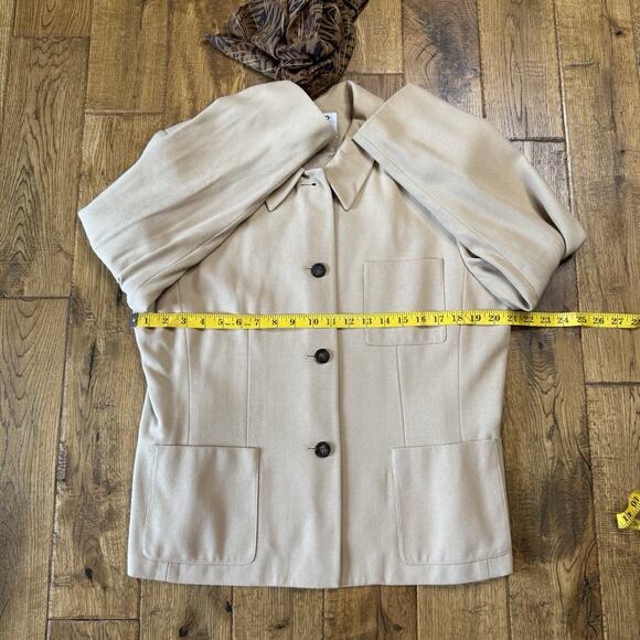 Vintage Kasper For ASL Beige Button Down Blazer Jacket and Scarf Womens Sz 16 - Picture 4 of 6